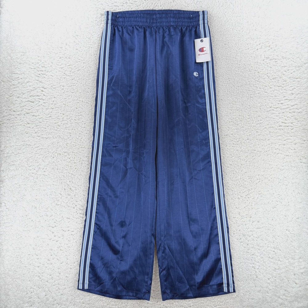 Champion Track Pants Mens XL Blue Game Set Match Pinstripe Stripe CPW261PA34